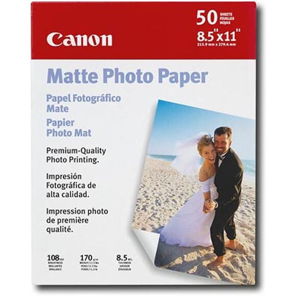 5 Packs Canon Photo Paper Plus Matte 8 1/2 x 11 50 Sheets - Picture 1 of 3